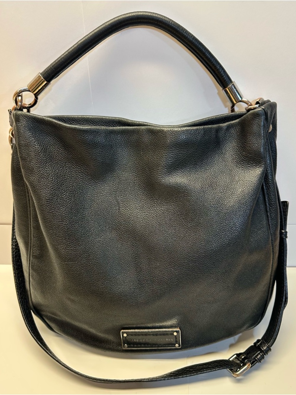 Marc by Marc Jacobs Black Pebbled Leather Hobo with Dual Straps
